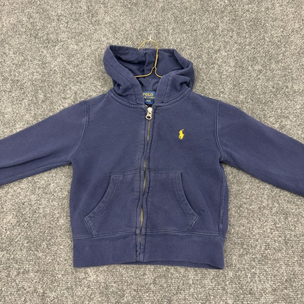 Polo Ralph Lauren Hoodie Boys 3T Navy Blue Cotton Full Zip Classic Casual